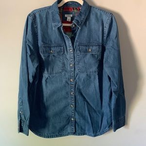 NEW Women's LL Bean Heritage Washed Denim Shirt, Lined, Small